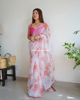 Festival Special White Pure Organza Saree
